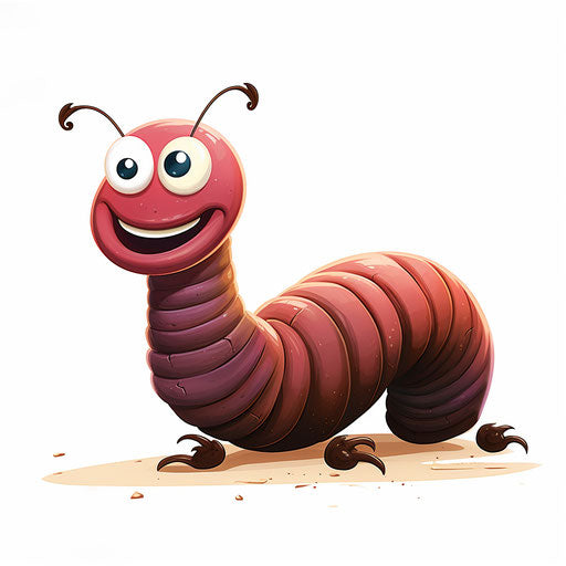 Worm illustration in the style of Chiaroscuro Art, on white background
