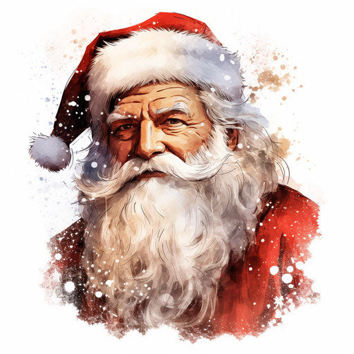 Santa illustration in the style of Chiaroscuro Art, on white background