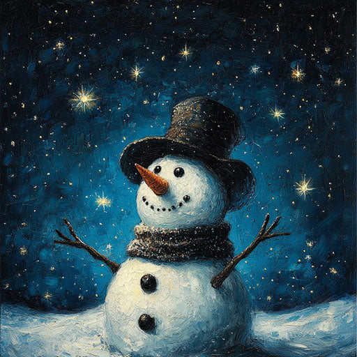 The Snowman under a Starry Night Sky