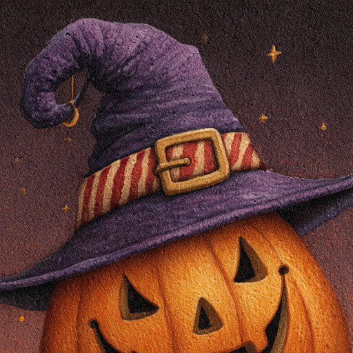 Vibrant Jack-o'-Lantern with Witch's Hat