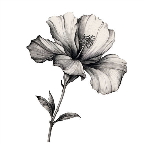 Black and white tattoo flower, exotic realism