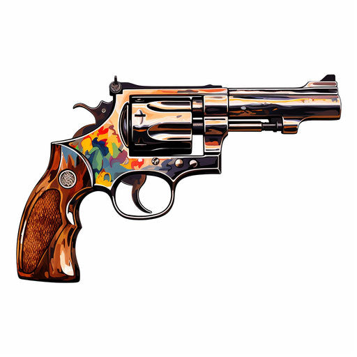 Gun illustration in the style of oil painting, on white background