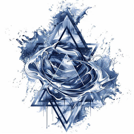 Geometric water patterns in graphic tattoo style