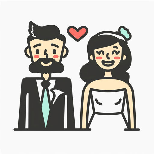 Wedding symbols with male and female icons