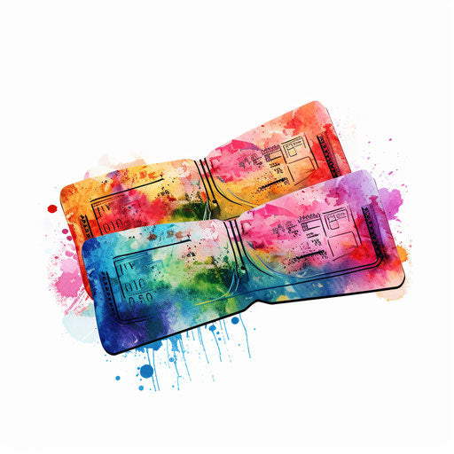 Ticket clipart in the style of Oil painting, on a white background