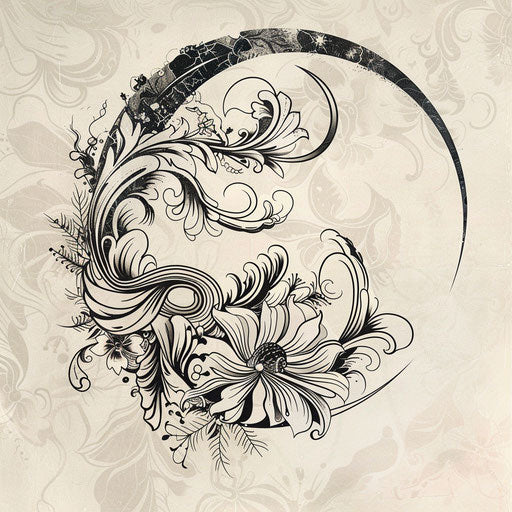 Art Nouveau inspired Cancer zodiac tattoo design