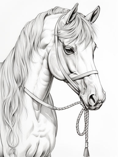 Printable coloring page of horse with a bow