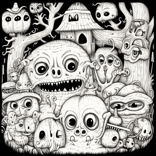 Top pick Halloween coloring pages in expressionistic style