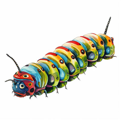 Caterpillar clipart in the style of oil painting, on white background