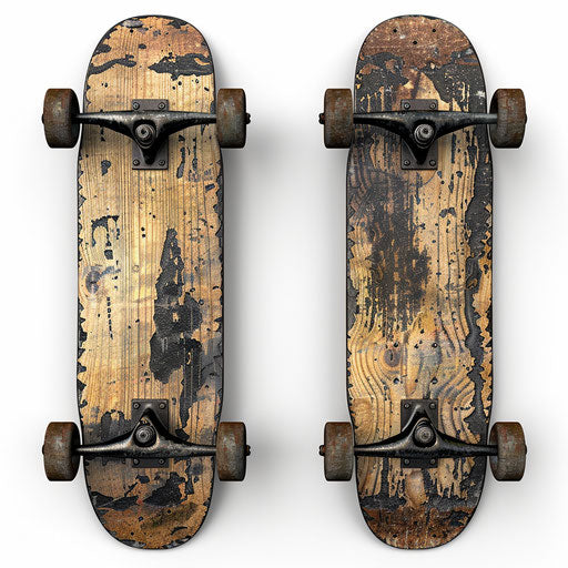 Realistic skateboard clipart on flat white background