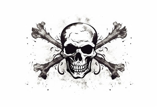 Skull and Crossbones on White Background