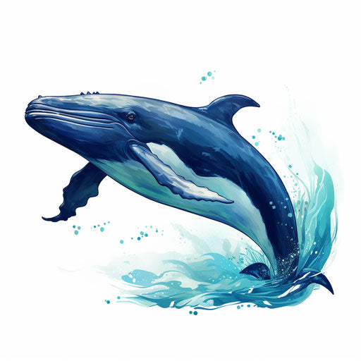 Light and shadow: whale clipart on white background