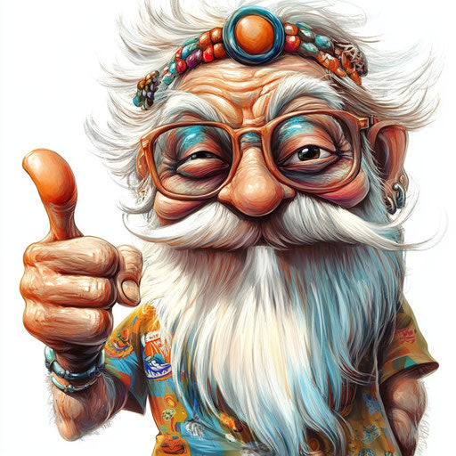 Humorous caricature of a god with exaggerated long eyelashes