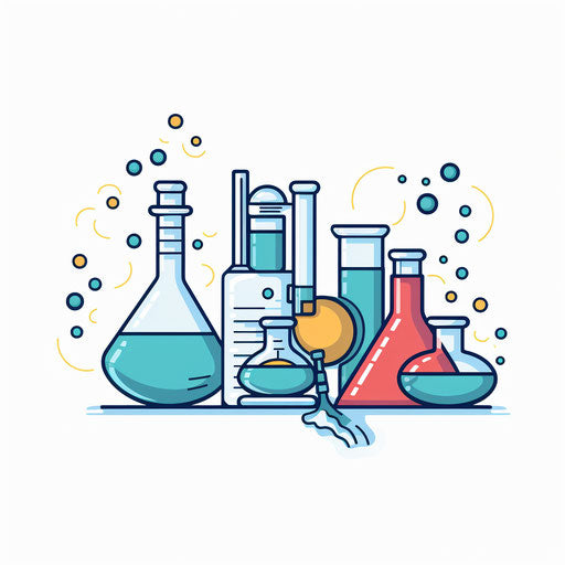 Minimalist chemistry clip art on white background
