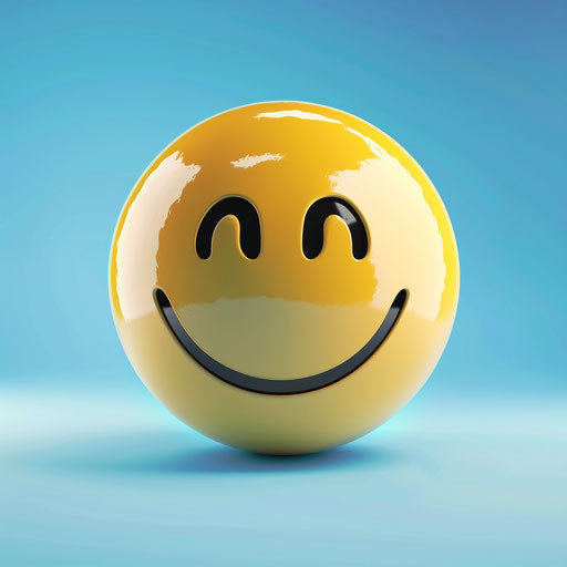 Happy clipart in photo realistic style on blue background with soft focus