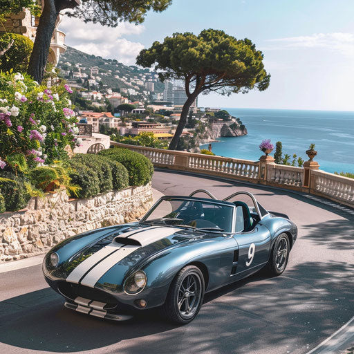 Shelby Daytona convertible cruising the French Riviera