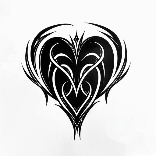 Black heart with striking tribal design