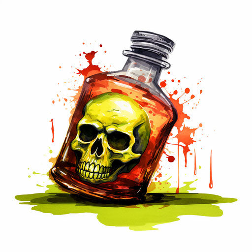 Poison clipart in the style of Oil painting, on a white background