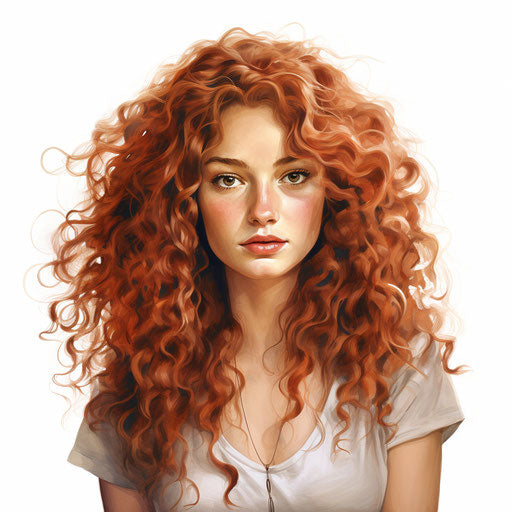 Curly hair clipart in the style of Oil painting, on a white background