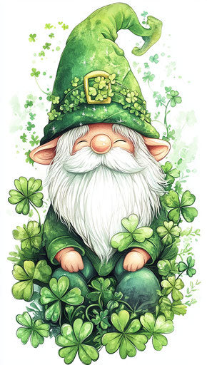 St. Patrick's Day hat, cute white bearded green gnome