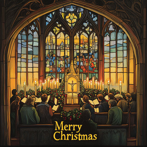 Merry Christmas in a warm and luminous church