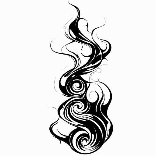 Bold swirl of thick black smoke in tribal tattoo design