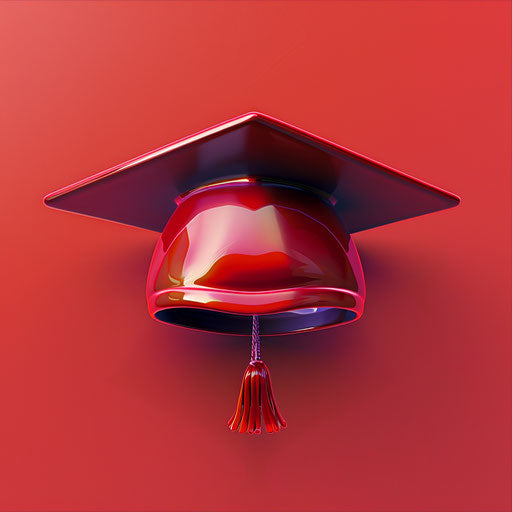 Realistic graduation hat on random flat background