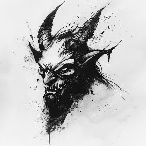 Blackwork devil tattoo design, striking contrast