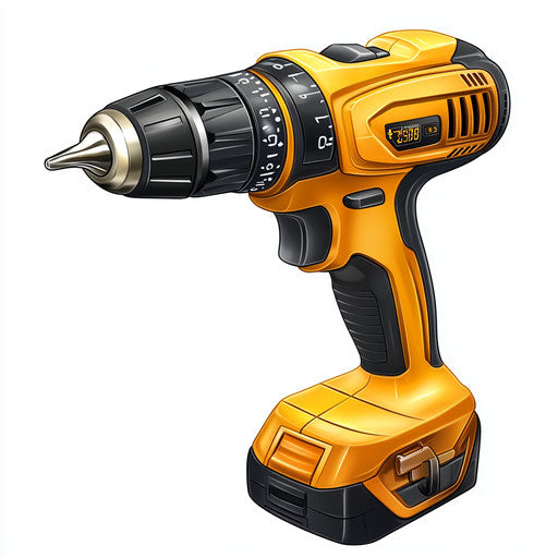 Realistic depiction of a cordless drill
