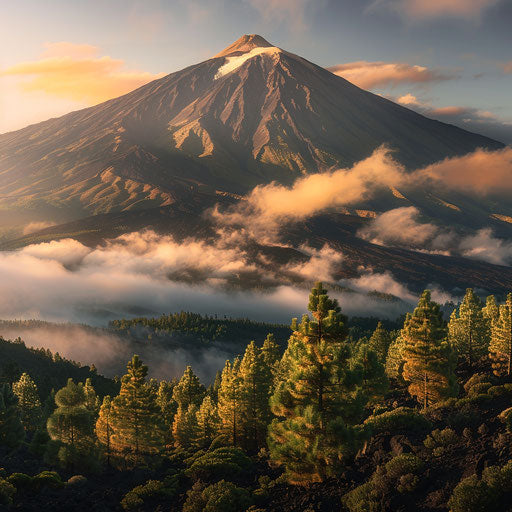 Serene landscapes of Tenerife with morning mist