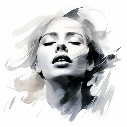 Silhouette in the style of Chiaroscuro Art on white background