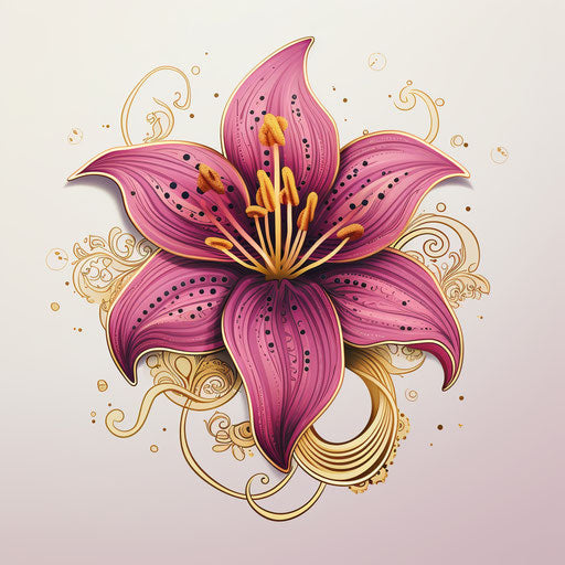 Drawing of a lily flower, pseudo-realistic style, colorized