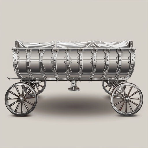 Flat metallic silver background beneath realistic wagon clipart