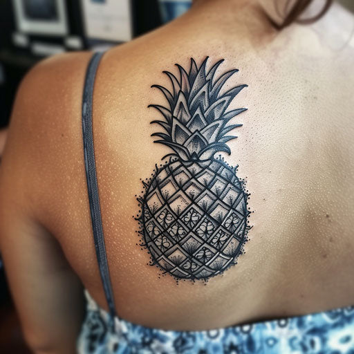 Exotic Polynesian pineapple tattoo with traditional patterns