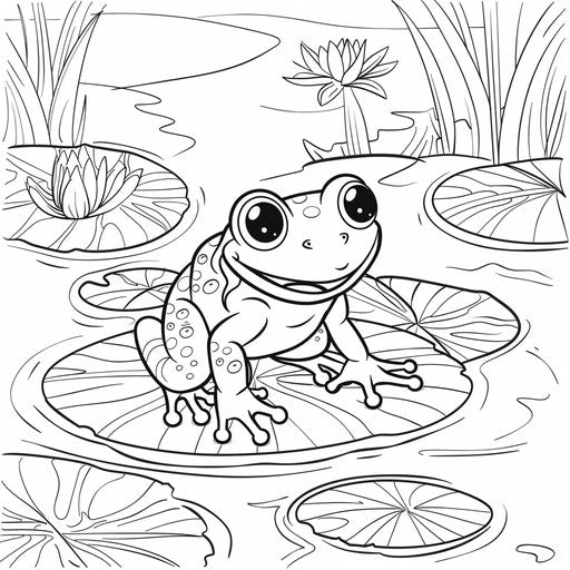 A cheerful frog on a lily pad