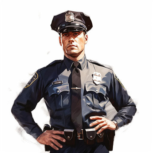 Police officer in oil painting style on white background