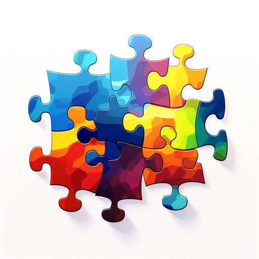 Clip puzzle in the style of Chiaroscuro Art, on white background