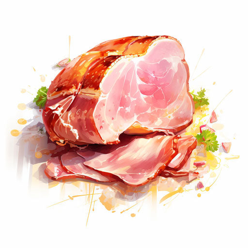 Ham illustration in the style of Impressionistic Art, on white background