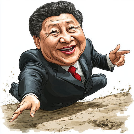 Humorous caricature of a Xi Jinping caricature with human characteristics