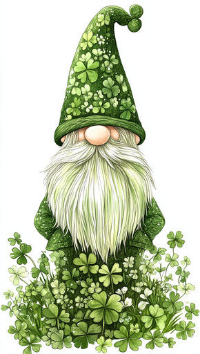 St. Patrick's Day hat with cute gnome and shamrocks