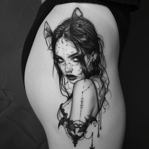 Freckle tattoos with gothic elements