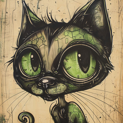 Playful tattoo sketch of a Nekker with oversized eyes, clipart style