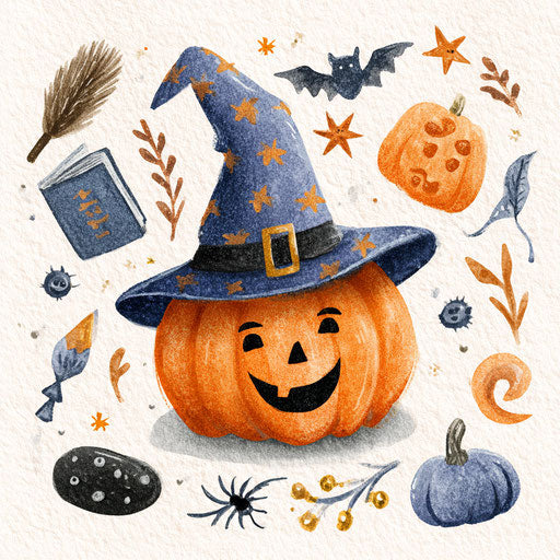 Cheerful Watercolor Illustration Celebrating Halloween