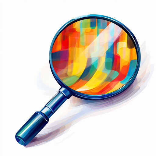 Magnifying glass clipart in the style of Impressionistic Art, on a white background