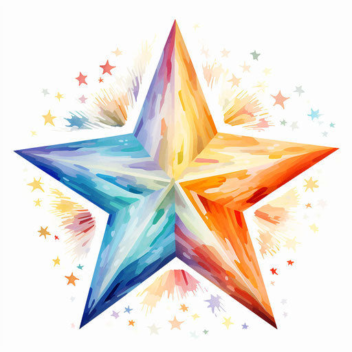 Star clipart png in the style of Impressionistic Art, on white background