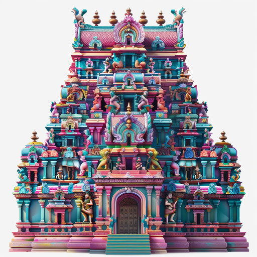 Realistic temple clipart on flat white background, vibrant colors