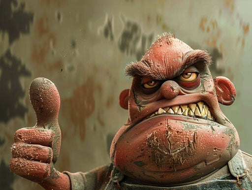 Angry expression with thumbs up