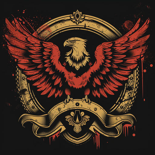 Classic emblem t shirt logo design with a heritage background, traditional colors