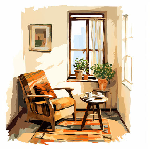 Room illustration in the style of oil painting