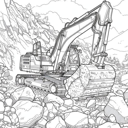 Bulldozer working in a quarry, moving large rocks